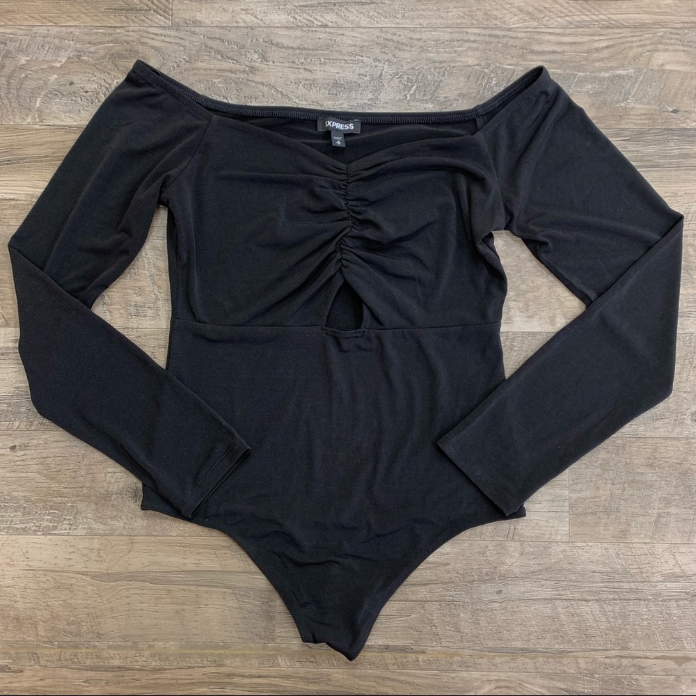 Express Ruched Off Shoulder Bodysuit